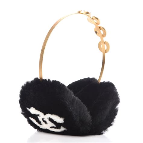 chanel fur earmuffs|chanel hair clip for sale.